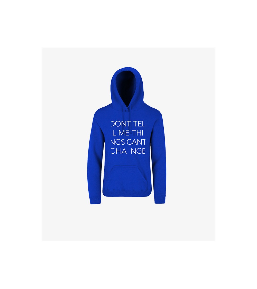 Pic a youth unisex boys and girls blue hoodie sweatshirt with a white text activism