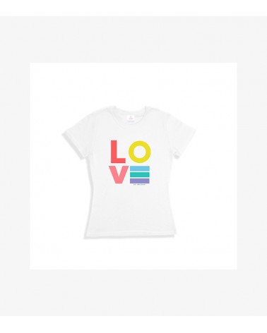 Woman t-shirt colors Love white red pink green yellow blue design